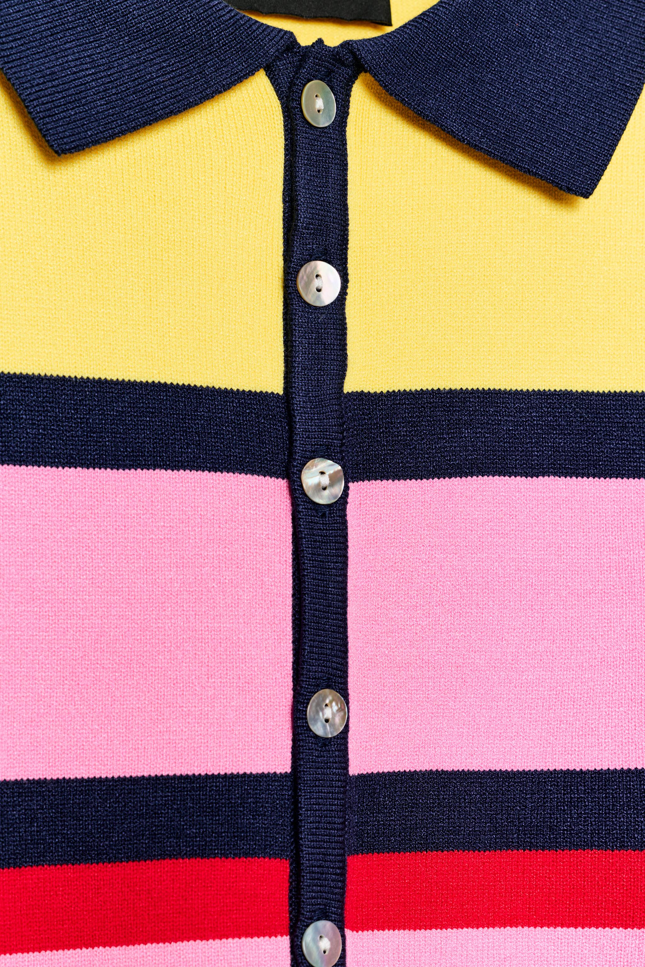STRIPED KNIT POLO TOP